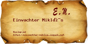 Einvachter Miklós névjegykártya